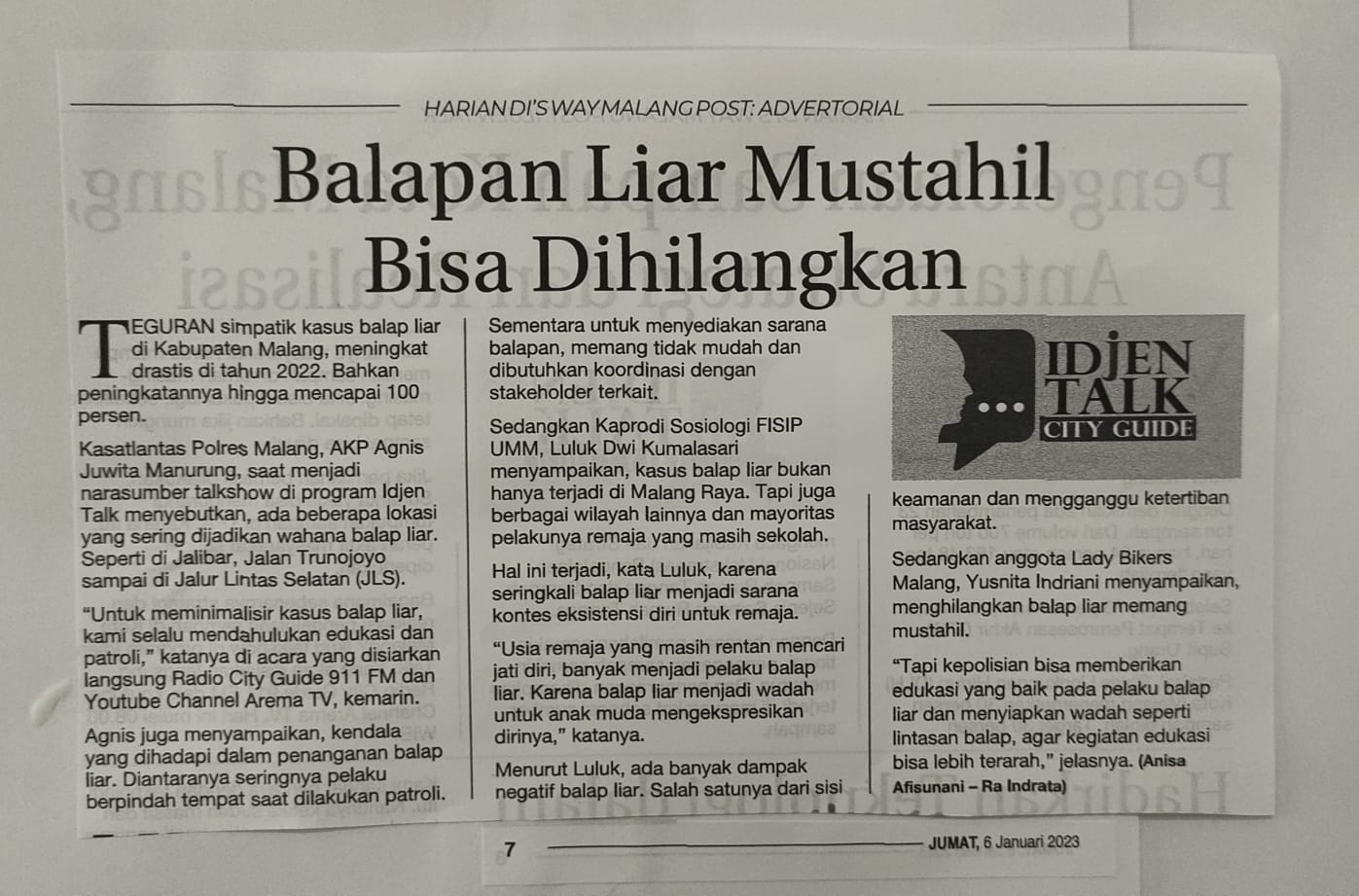 Balapan Liar Mustahil Bisa Dihilangkan Malang Pos Disway Umm Dalam